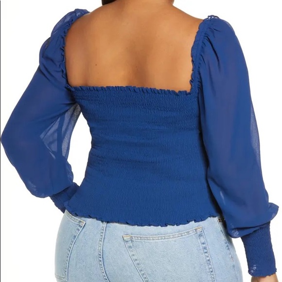 🌷NWT Reformation blue pinto smocked top - Picture 4 of 9